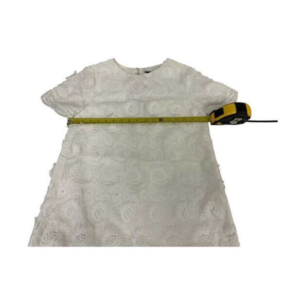 Zara Womens Dress S Small Mini White Fringed Trim Short Sleeve 8266/531 NWT - Picture 8 of 12